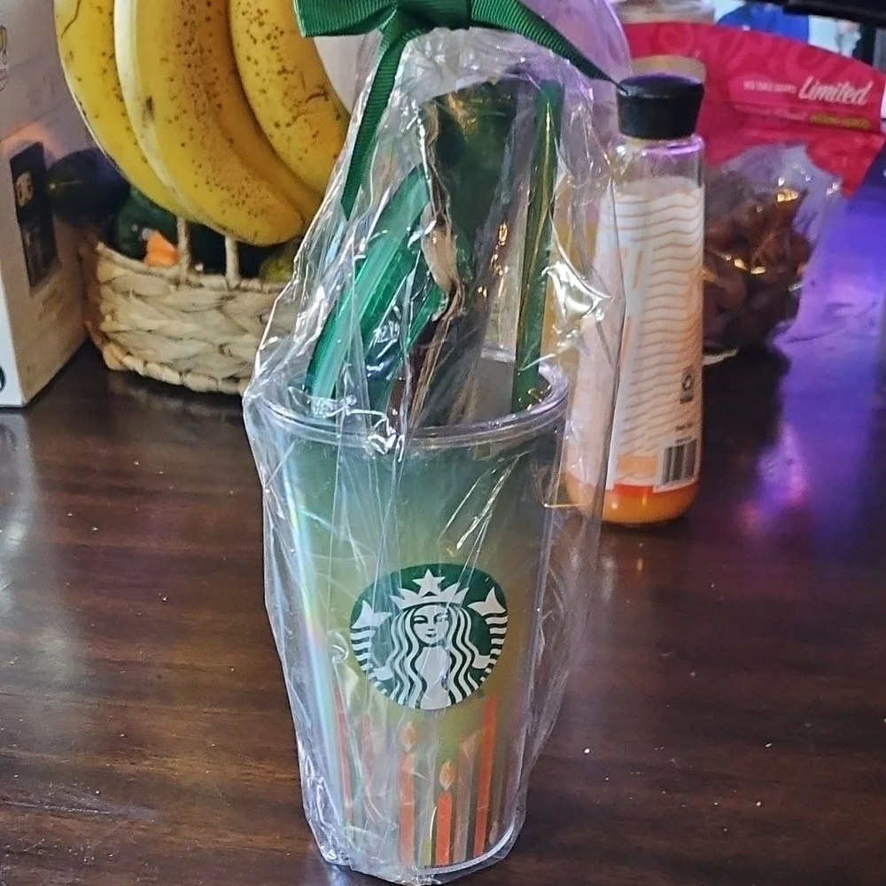 Starbucks Vibrant Green and Orange Tumbler